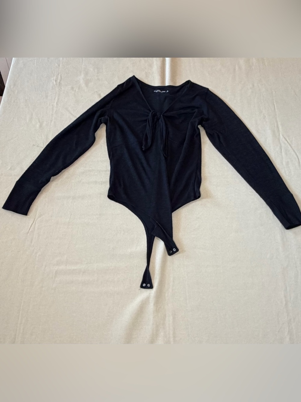 Abercrombie & Fitch Black Long-Sleeve Tie Front Bodysuit